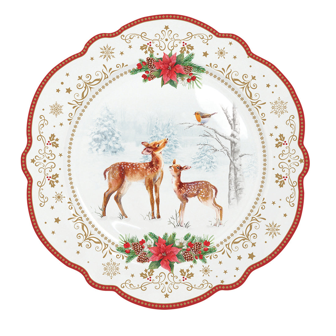 Yılbaşı Geyikli Pasta Tabağı 20 cm