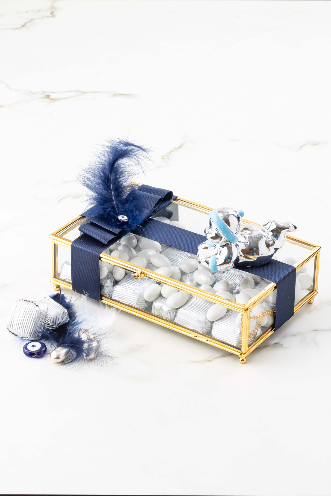 No:21 Cam Kutu Bebek Objeli Yeni Doğan Hediyelik