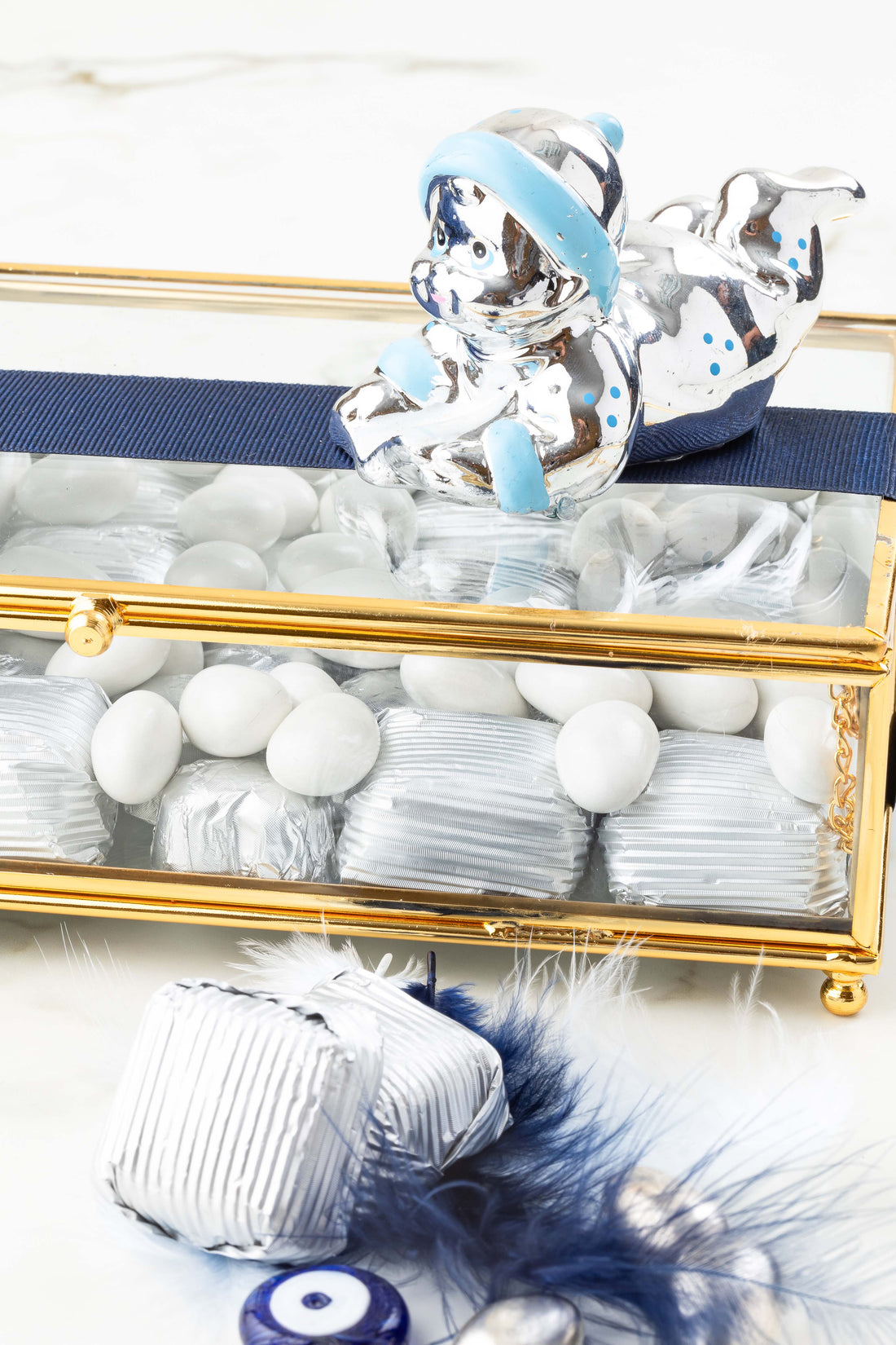 No:21 Cam Kutu Bebek Objeli Yeni Doğan Hediyelik