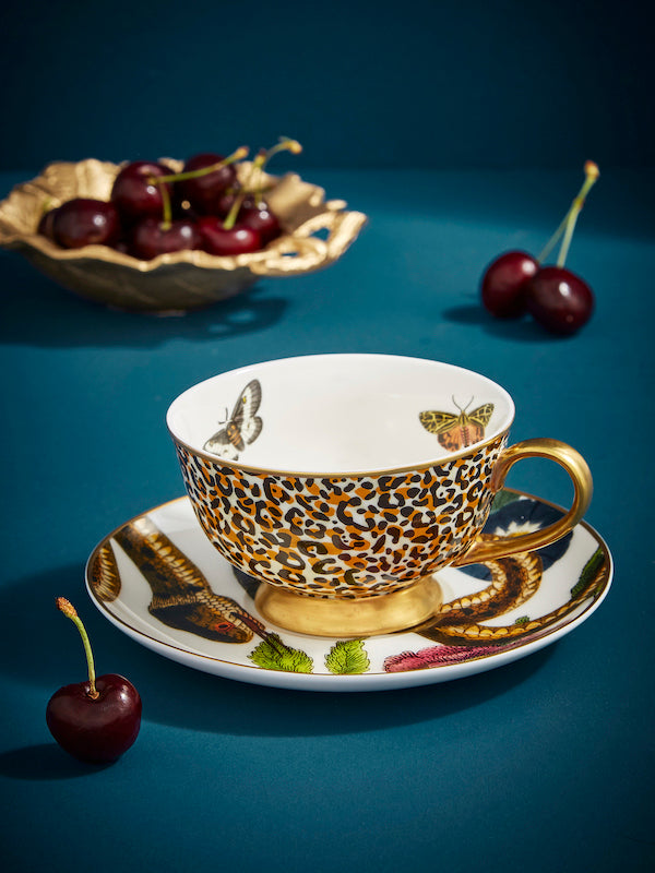 Creatures of Curiosity Çay Fincanı ve Tabağı 260 ml - Leopar