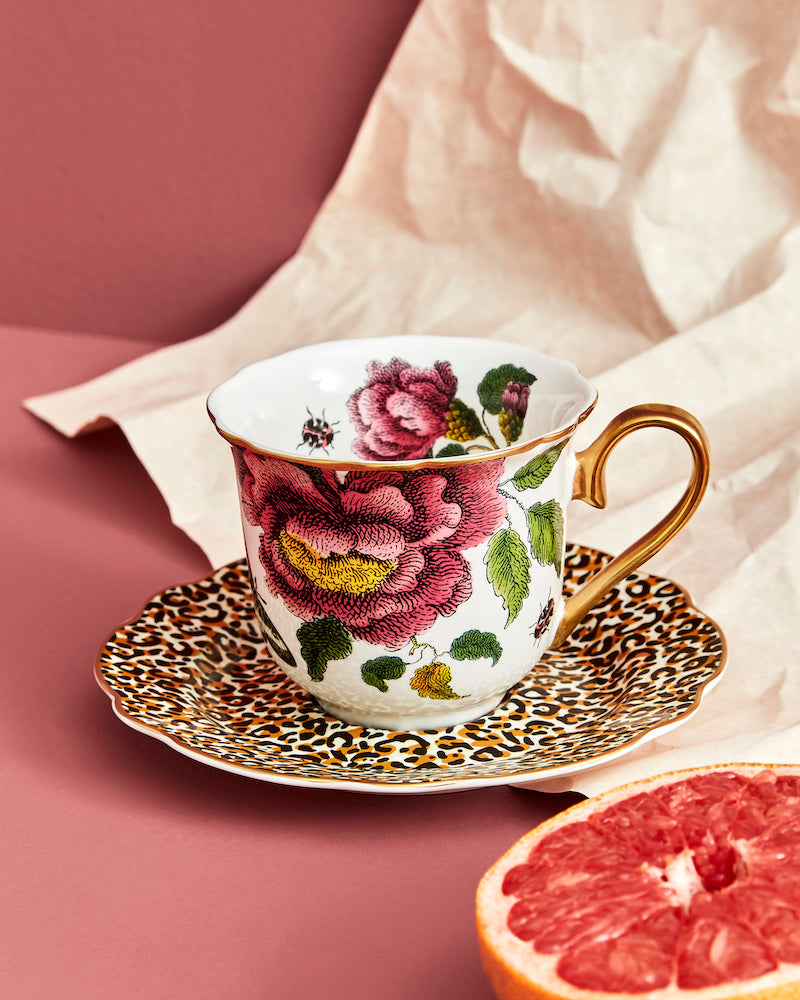 Creatures of Curiosity Çay Fincanı ve Tabağı 260 ml - Beyaz Çiçekli